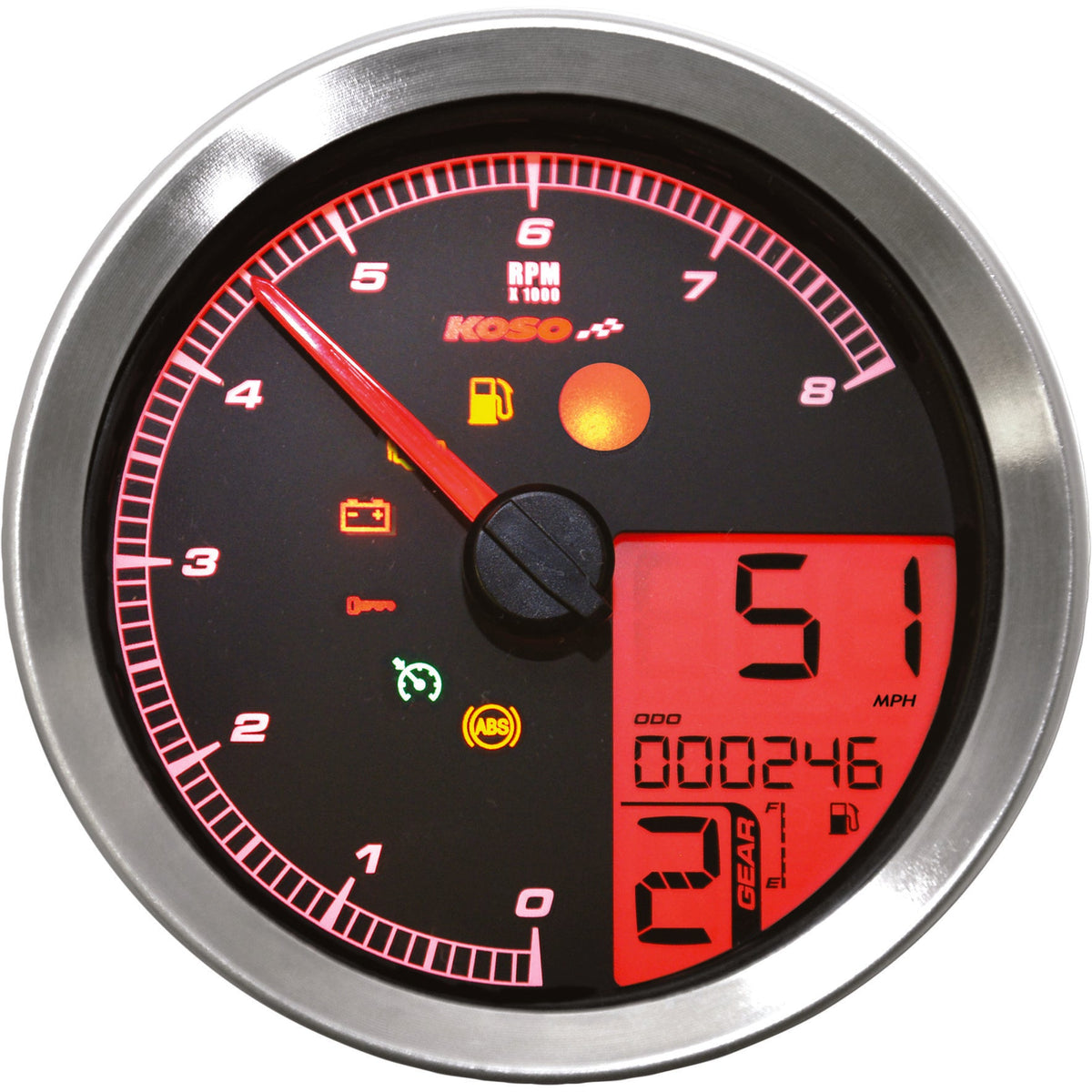 Koso Speedo / Tach Sil Bezel LCD Color Change Display