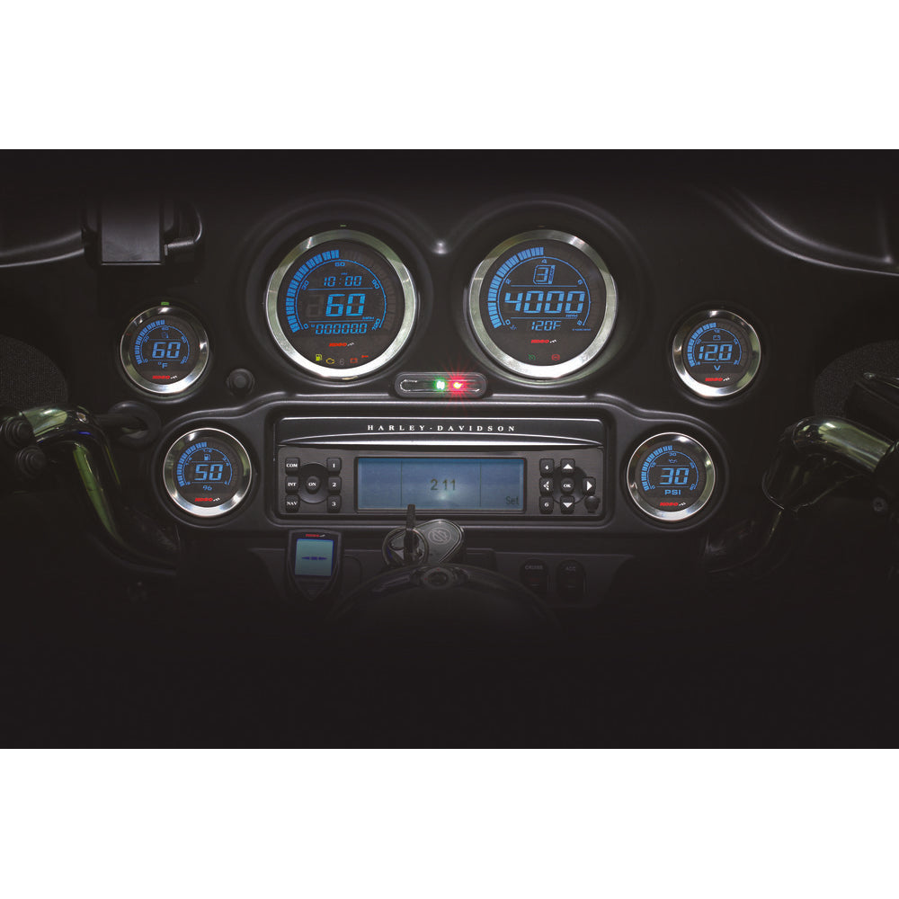 Koso Digital Gauge Cluster Silver Bezel 04-13 Flht and Fltr