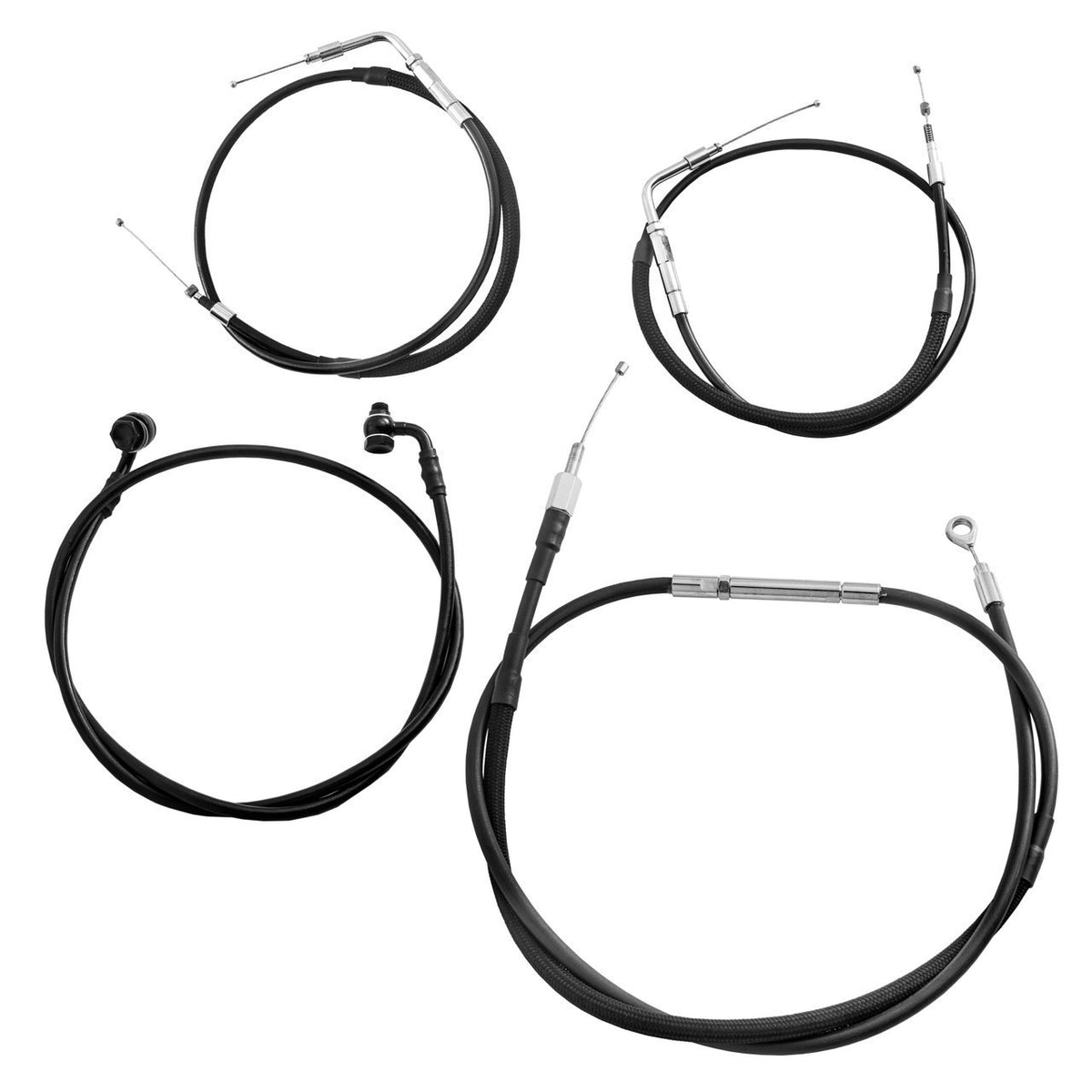 Wings Custom Diablo Curve Rhino 2" Handlebar Kit with Cables & Wiring - Softail 11-15 (Cable Throttle) - Gloss Black / Matte Black