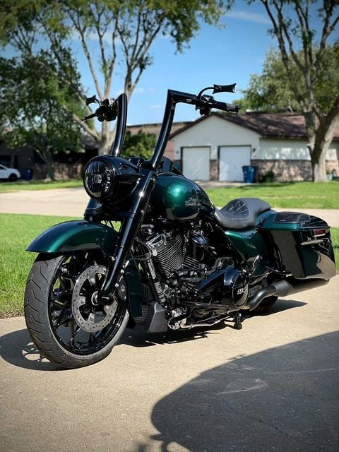 Wings Custom King Curve Rhino 2" Handlebar Kit with Cables & Wiring - Road King 14-20 (Hydraulic Clutch) - Gloss Black / Matte Black