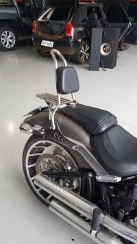 Wings Custom Sissy Bar King 20" Detachable with Luggage Rack - Fat Boy 06-26 - Polished Stainless Steel