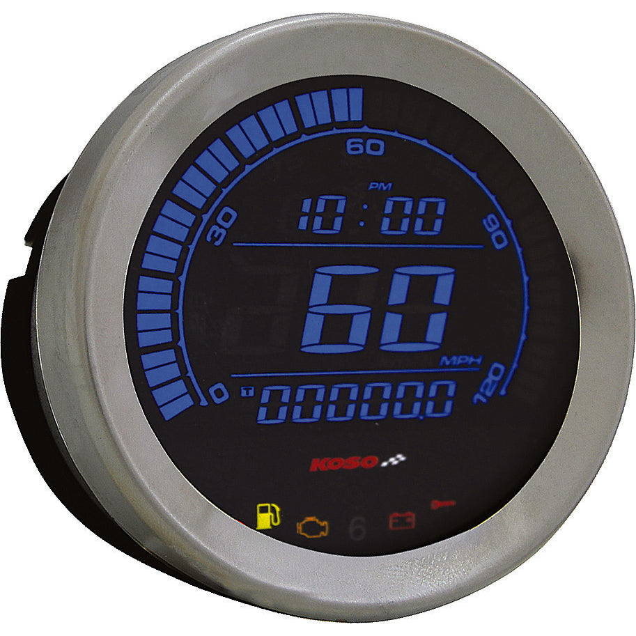 Koso Digital Gauge Cluster Silver Bezel 04-13 Flht and Fltr