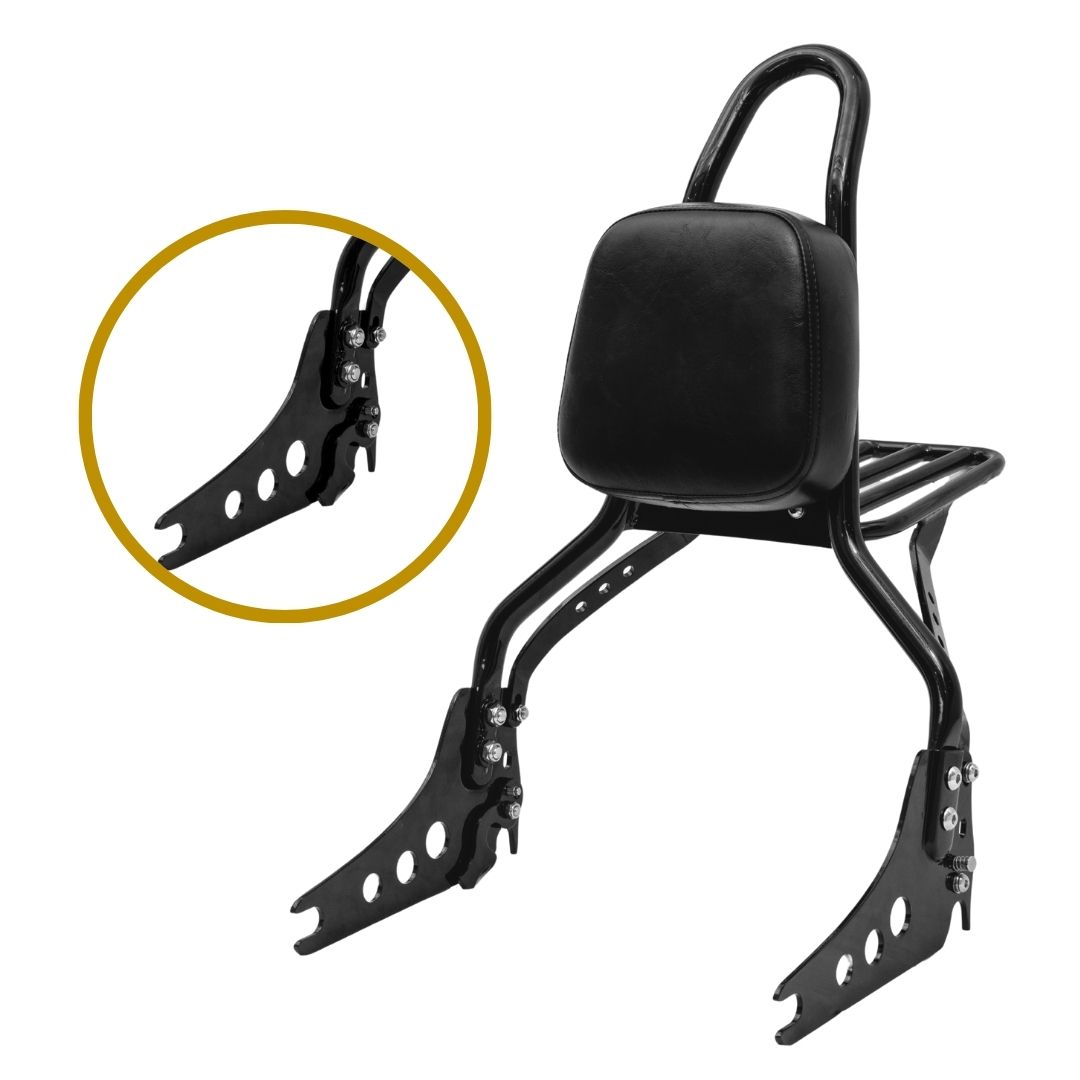 Wings Custom Quick-Assembly Sissy Bar King 20" Luggage Rack - Low Rider S 18-26 - Gloss Black / Matte Black