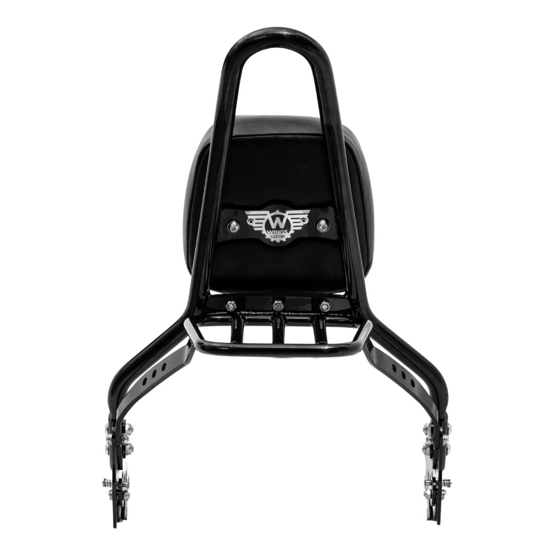 Wings Custom Quick-Assembly Sissy Bar King 20" Luggage Rack - Street Bob 18-26 - Gloss Black / Matte Black
