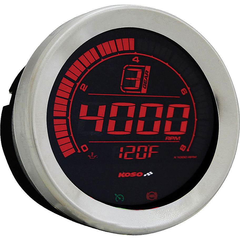 Koso HD-02 Series Gauge Kit Silver Bezel Oil Temp