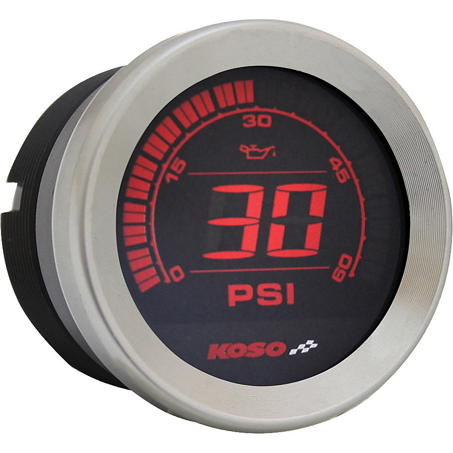 Koso HD-02 Series Gauge Kit Silver Bezel Oil Temp