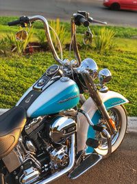 Wings Custom Ape Hanger Curve Brutale 1-1/2" Handlebars - Softail Deluxe 05-20 - Polished Stainless Steel