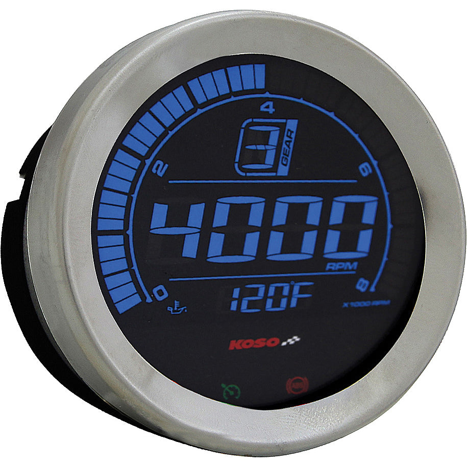 Koso HD-02 Series Gauge Kit Silver Bezel Oil Temp