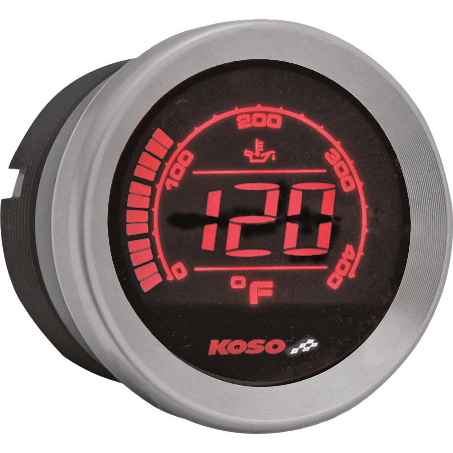 Koso HD-02T 2'' Oil Temp Gauge Silver Bezel