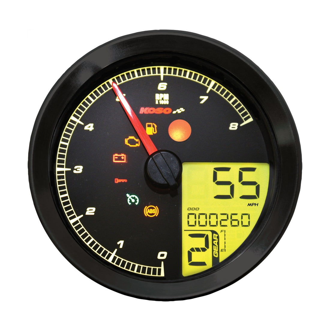 Koso Speedo / Tach BLK Bezel LCD Color Change Display