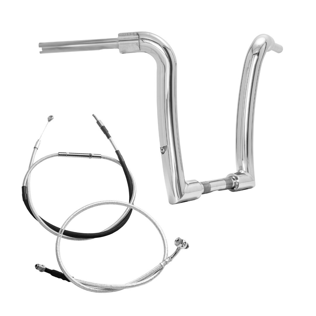 Wings Custom Ape Curve Rhino 2" Handlebar Kit with Cables - Road Glide 08-13 & 21-26 (Cable Clutch) - Polished Stainless Steel