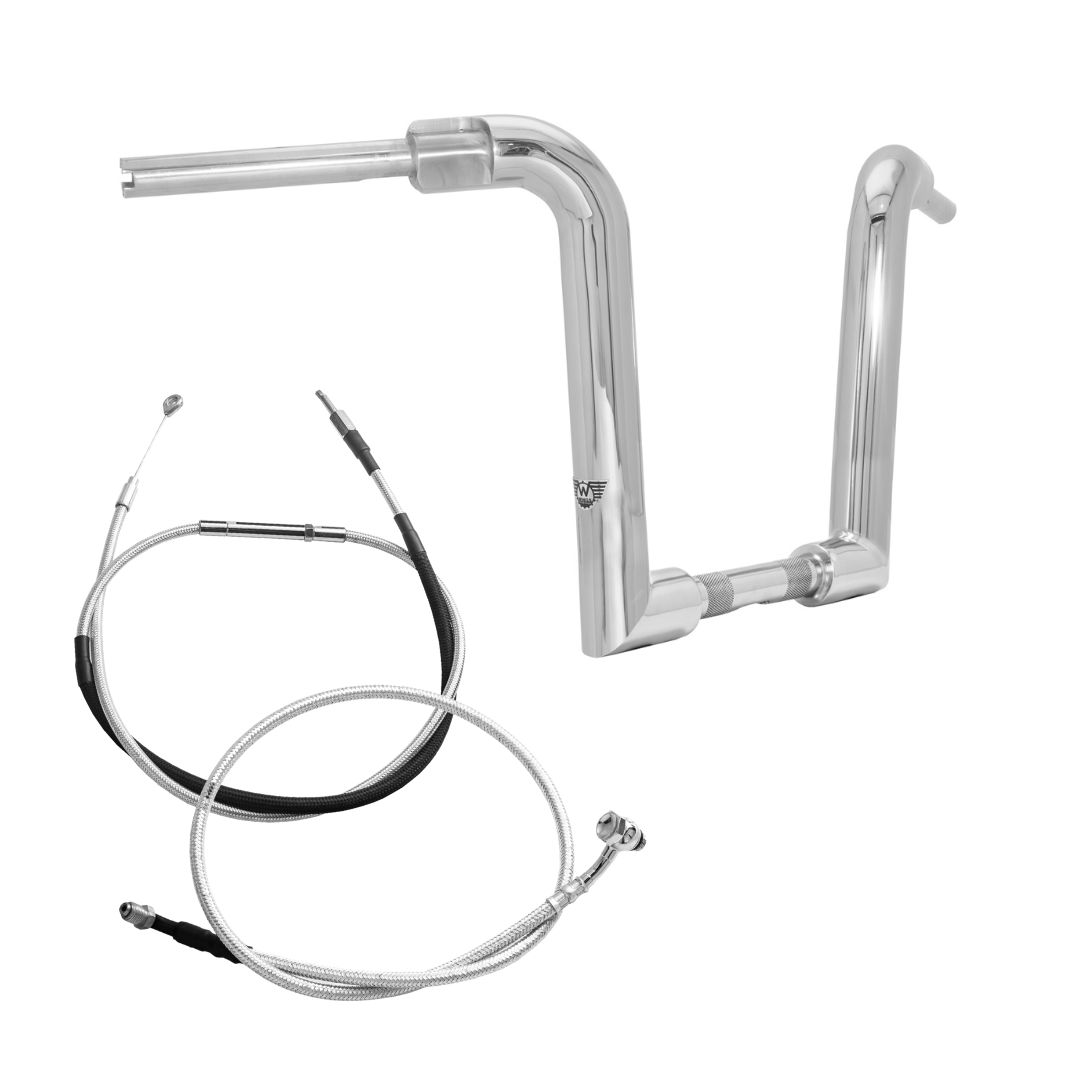 Wings Custom Ape Classic Rhino 2" Handlebar Kit with Cables - Road Glide 08-13 & 21-26 (Cable Clutch) - Polished Stainless Steel