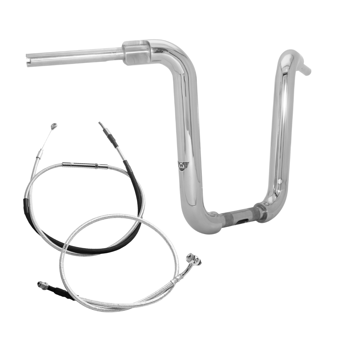 Wings Custom Ape Classic Rhino 2" Handlebar Kit with Cables - Road King 14-16 & 21-25 (Cable Clutch) - Polished Stainless Steel