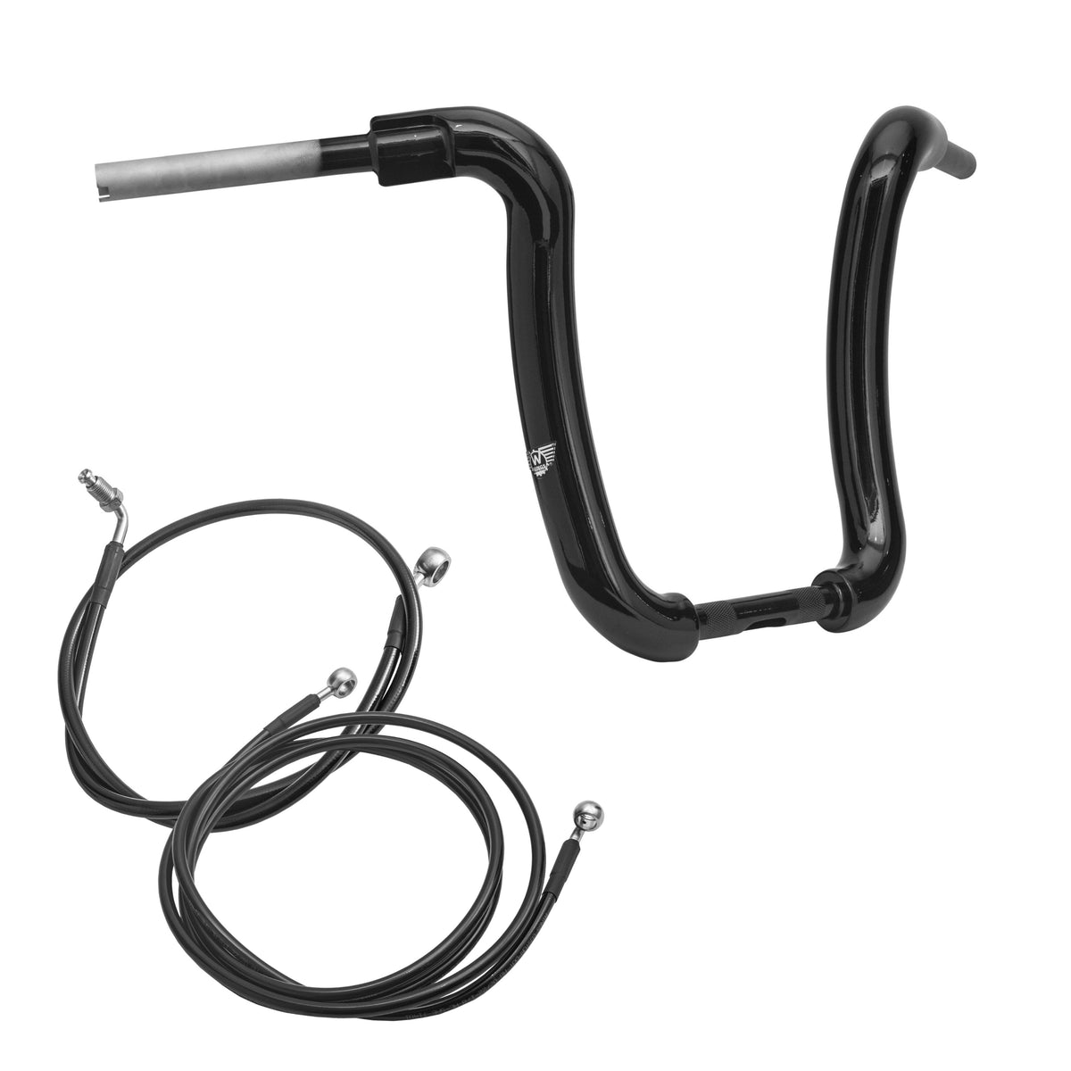 Wings Custom Ape Curve Rhino 2" Handlebar Kit with Cables - Road King 14 & 17-20 (Hydraulic Clutch) - Gloss Black / Matte Black