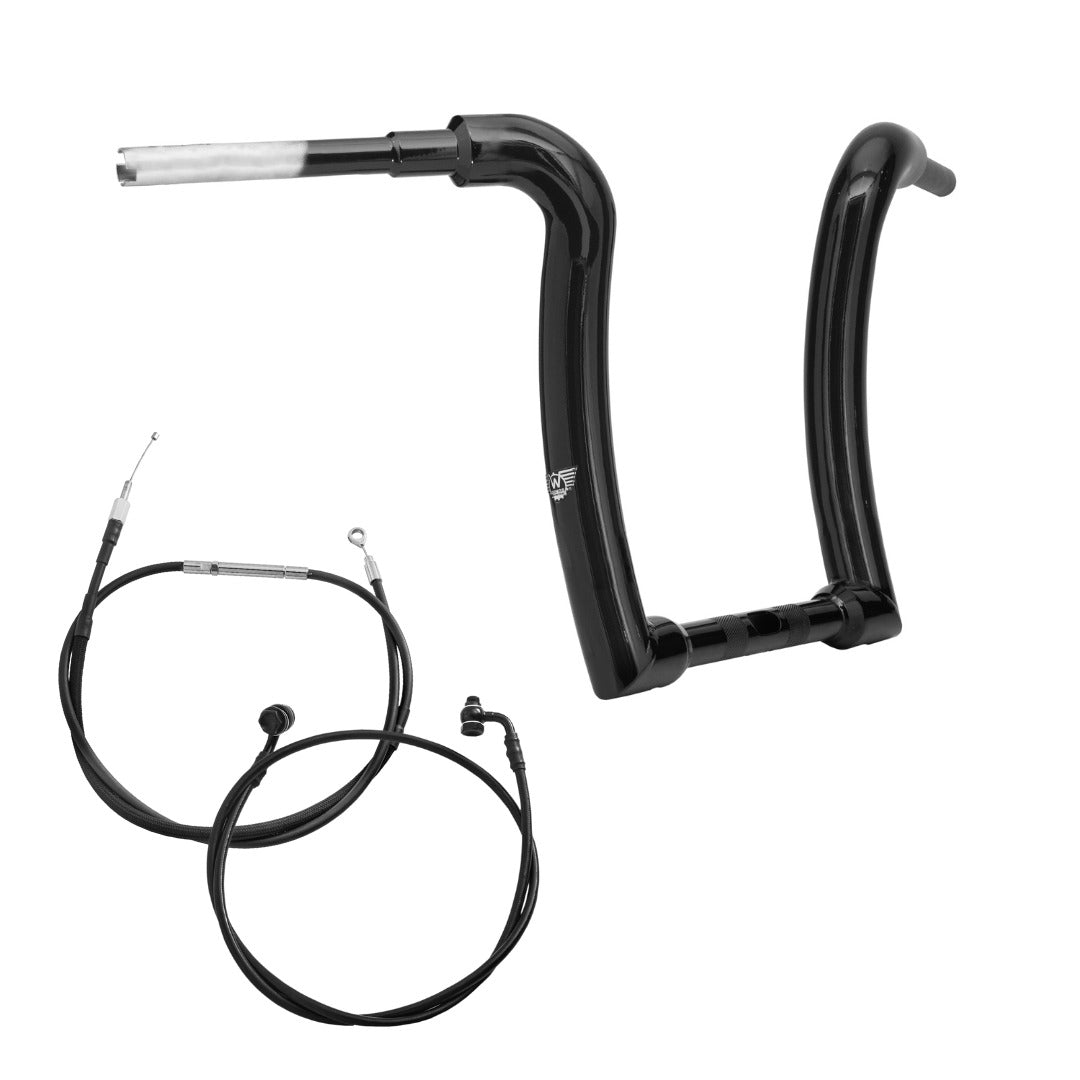 Wings Custom Ape Curve Rhino 2" Handlebar Kit with Cables - Road Glide 08-13 & 21-26 (Cable Clutch) - Gloss Black / Matte Black