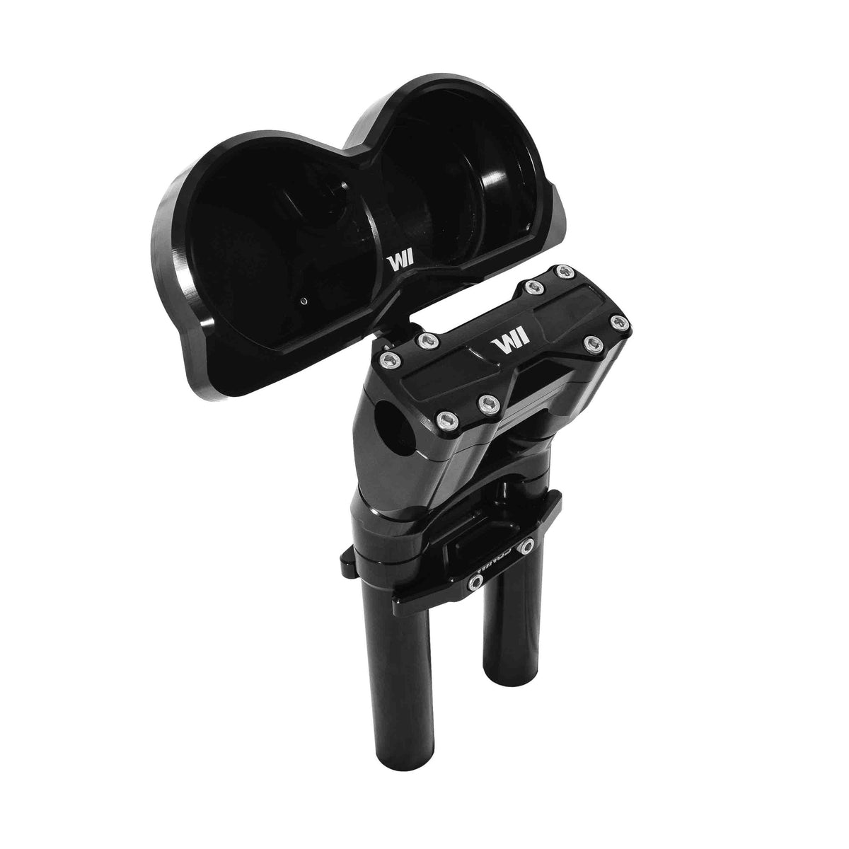 Wings Custom Hawk Grip Riser with Twin Hawk Speedometer Relocator - Road Glide 18-24 - Black