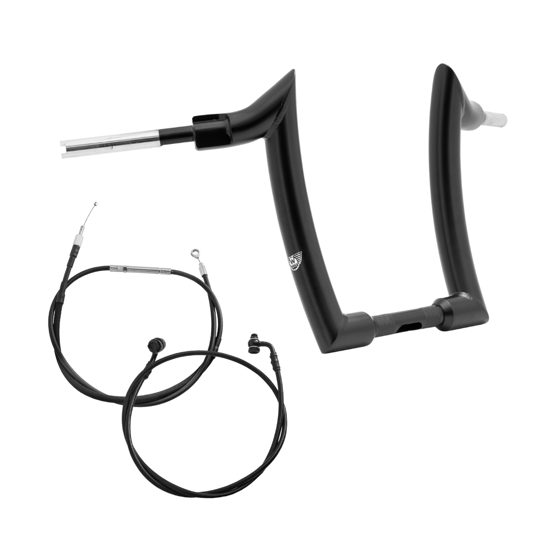 Wings Custom Diablo Curve Rhino 2" Handlebar Kit with Cables - Road Glide 08-13 & 21-26 (Cable Clutch) - Gloss Black / Matte Black