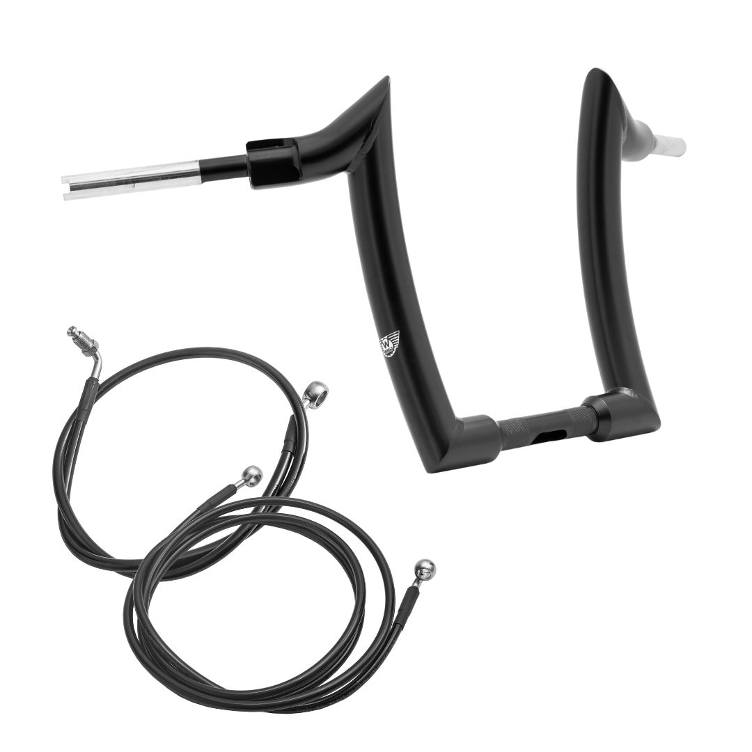 Wings Custom Diablo Curve Rhino 2" Handlebar Kit with Cables - Road King 13-14 & 17-20 (Hydraulic Clutch) - Gloss Black / Matte Black