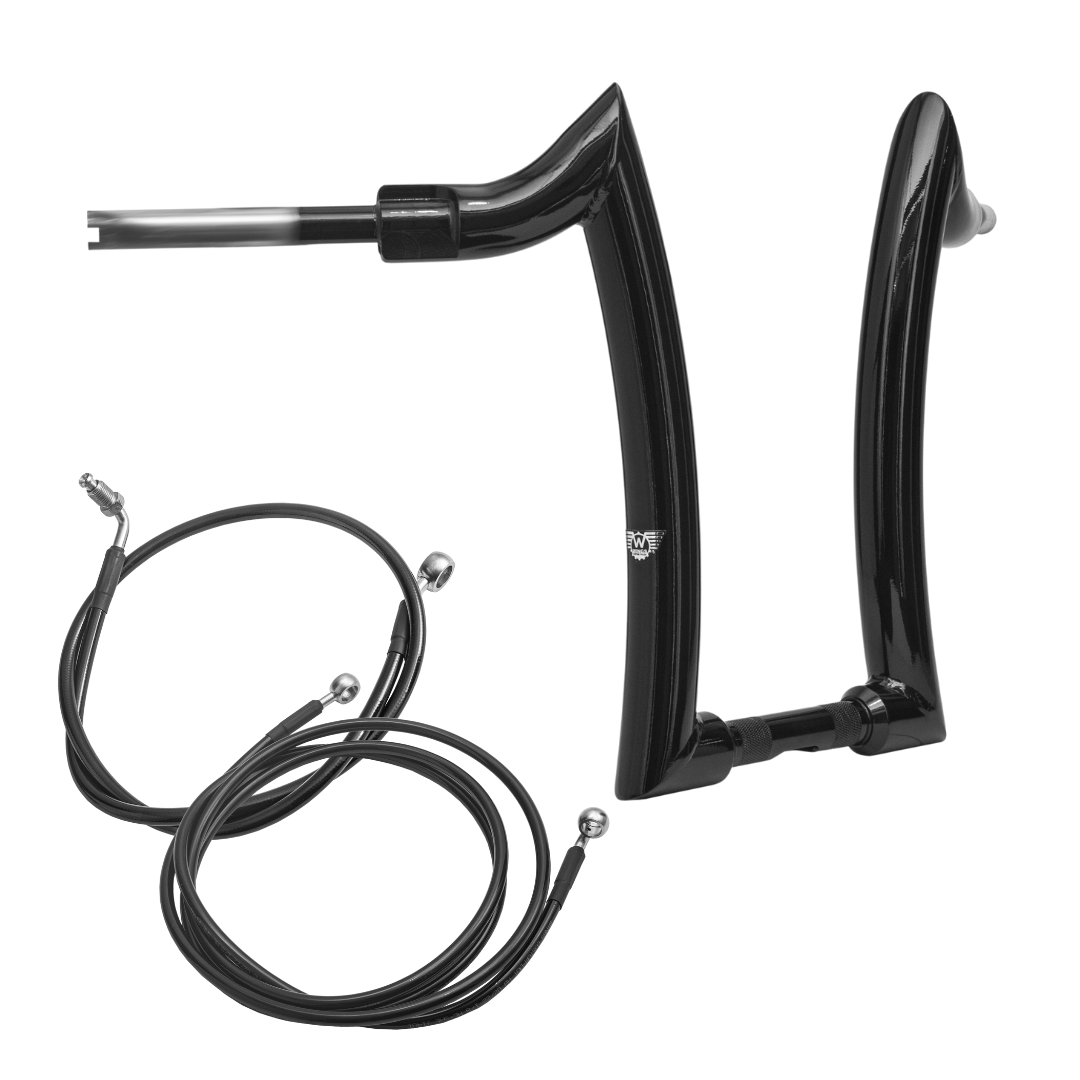Wings Custom Diablo Rhino 2" Handlebar Kit with Cables - Road King 14-20 (Hydraulic Clutch) - Gloss Black / Matte Black