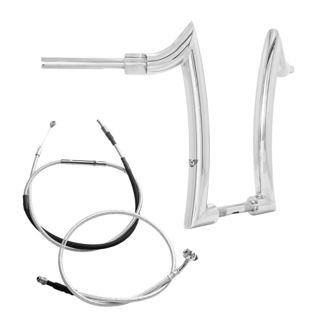 Wings Custom Diablo Rhino 2" Handlebar Kit with Cables - Road Glide 08-13 & 21-26 (Cable Clutch) - Polished Stainless Steel