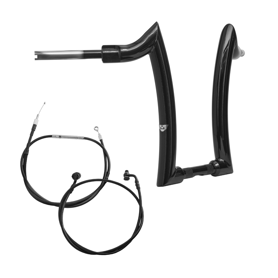 Wings Custom Diablo Rhino 2" Handlebar Kit with Cables - Road King 14-16 & 18-25 (Cable Clutch) - Gloss Black / Matte Black