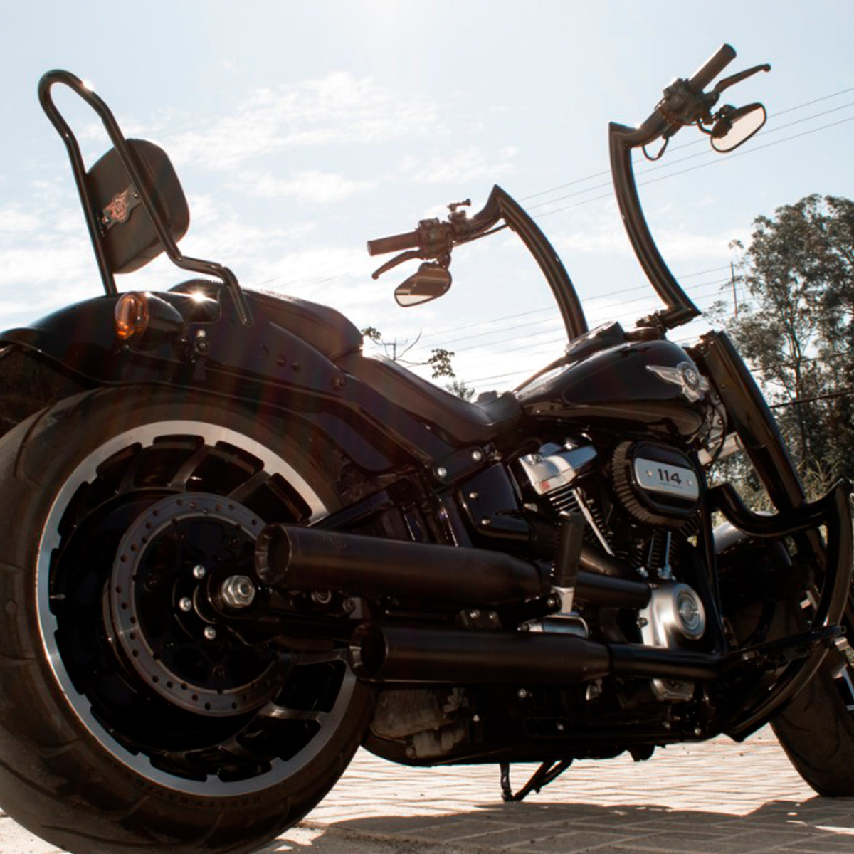 Wings Custom Diablo Rhino 2" Handlebars - Fat Boy 00-26 - Gloss Black / Matte Black