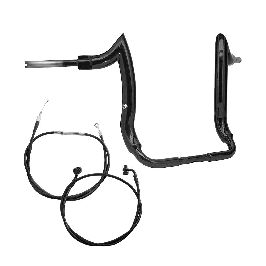 Wings Custom Diablo Front Rhino 2" Handlebar Kit with Cables - Ultra Limited / Ultra Classic 20-24 (Cable Clutch) - Gloss Black / Matte Black
