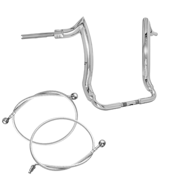 Wings Custom Front Diablo Rhino 2" Handlebar Kit with Cables - Ultra Limited / Ultra Classic 14-20 (Hydraulic Clutch) - Polished Stainless Steel