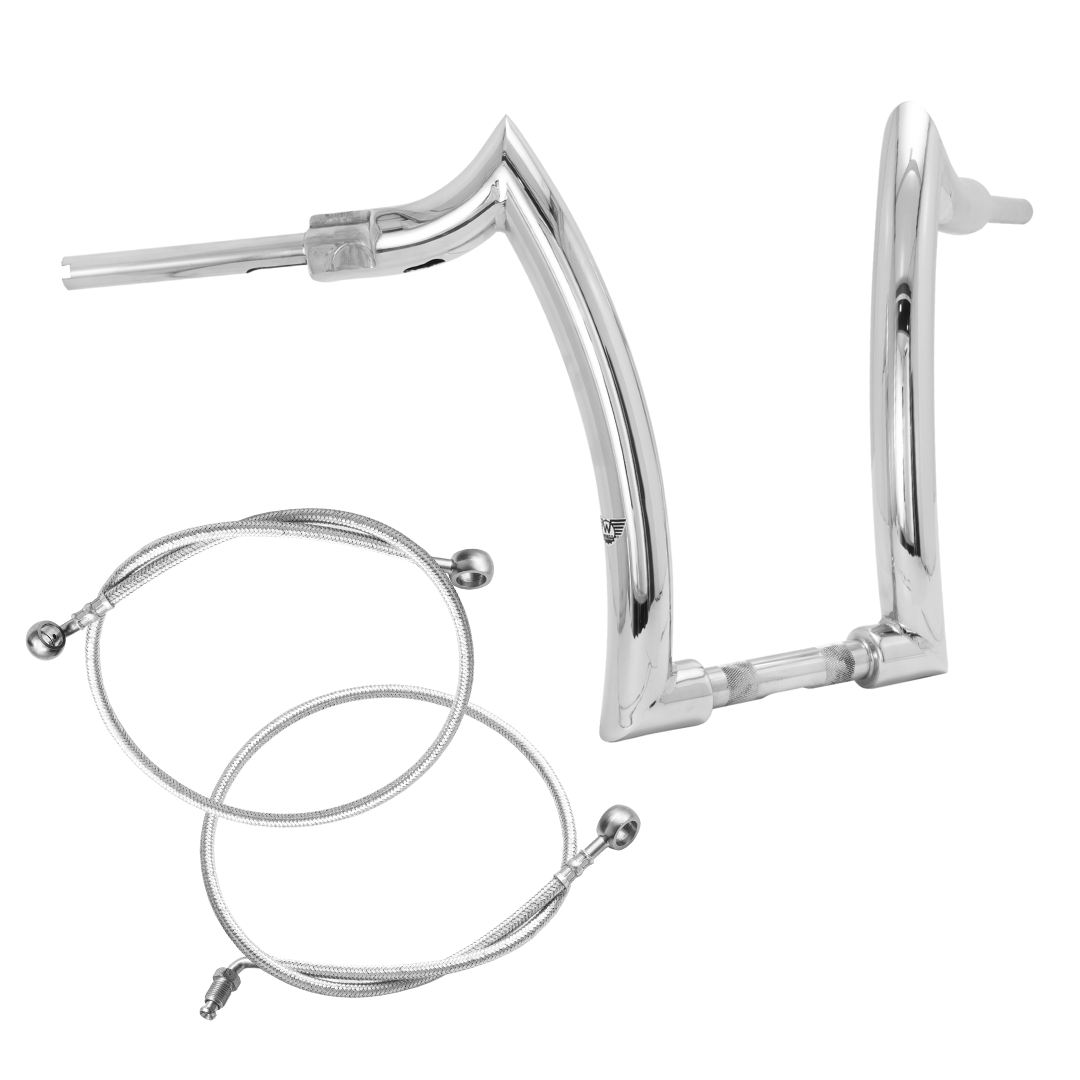 Wings Custom Front Diablo Rhino 2" Handlebar Kit with Cables - Road Glide 15-20 (Hydraulic Clutch) - Polished Stainless Steel