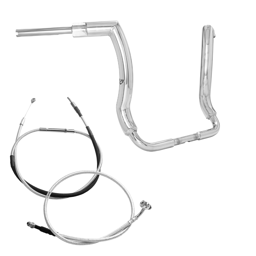 Wings Custom Front King Rhino 2" Handlebar Kit with Cables - Ultra Limited / Ultra Classic 20-24 (Cable Clutch) - Polished Stainless Steel