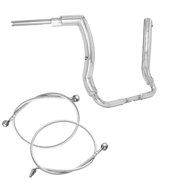 Wings Custom Front King Rhino 2" Handlebar Kit with Cables - Street Glide 14-20 (Hydraulic Clutch) - Polished Stainless Steel