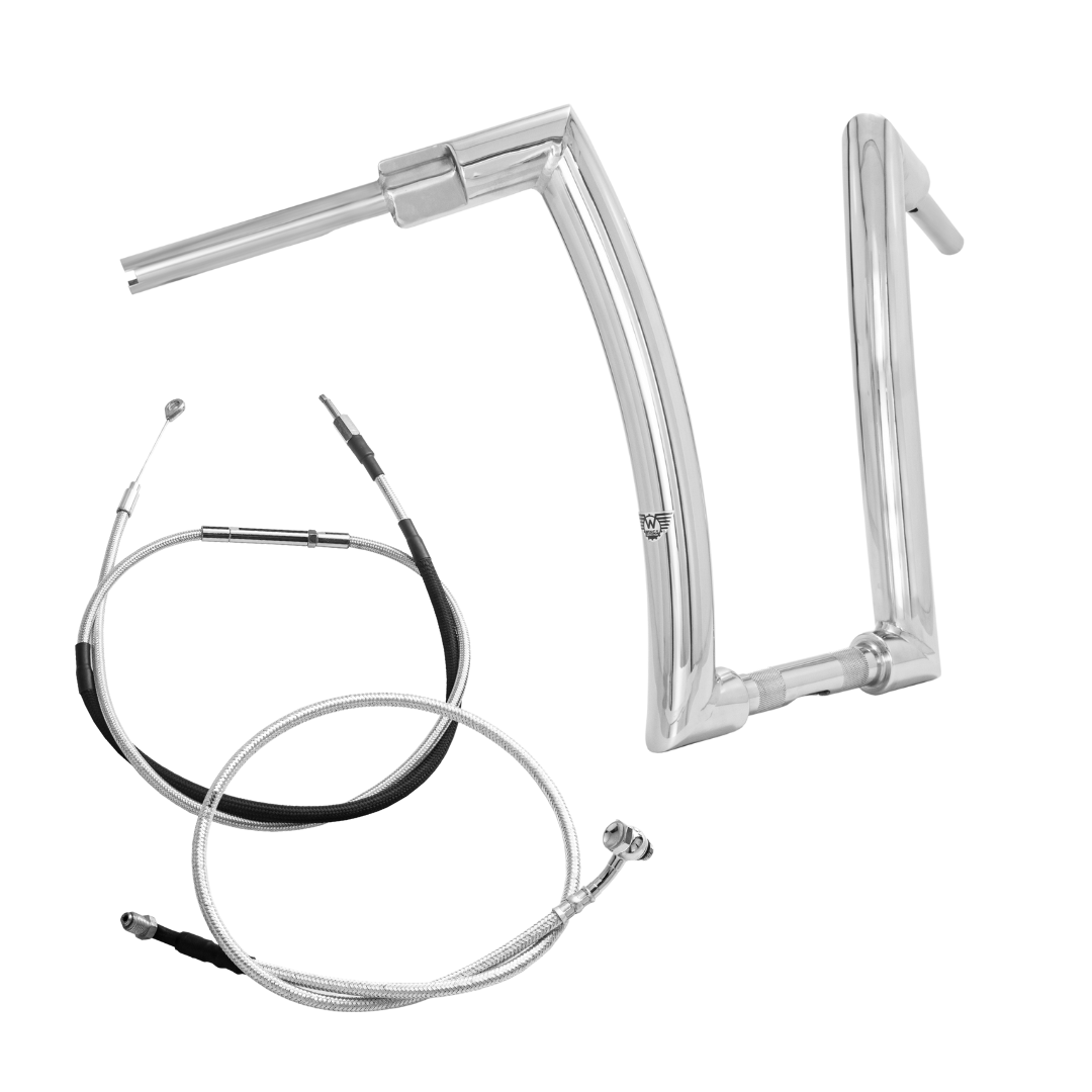 Wings Custom Front King Rhino 2" Handlebar Kit with Cables - Road Glide 08-13 & 21-26 (Cable Clutch) - Polished Stainless Steel