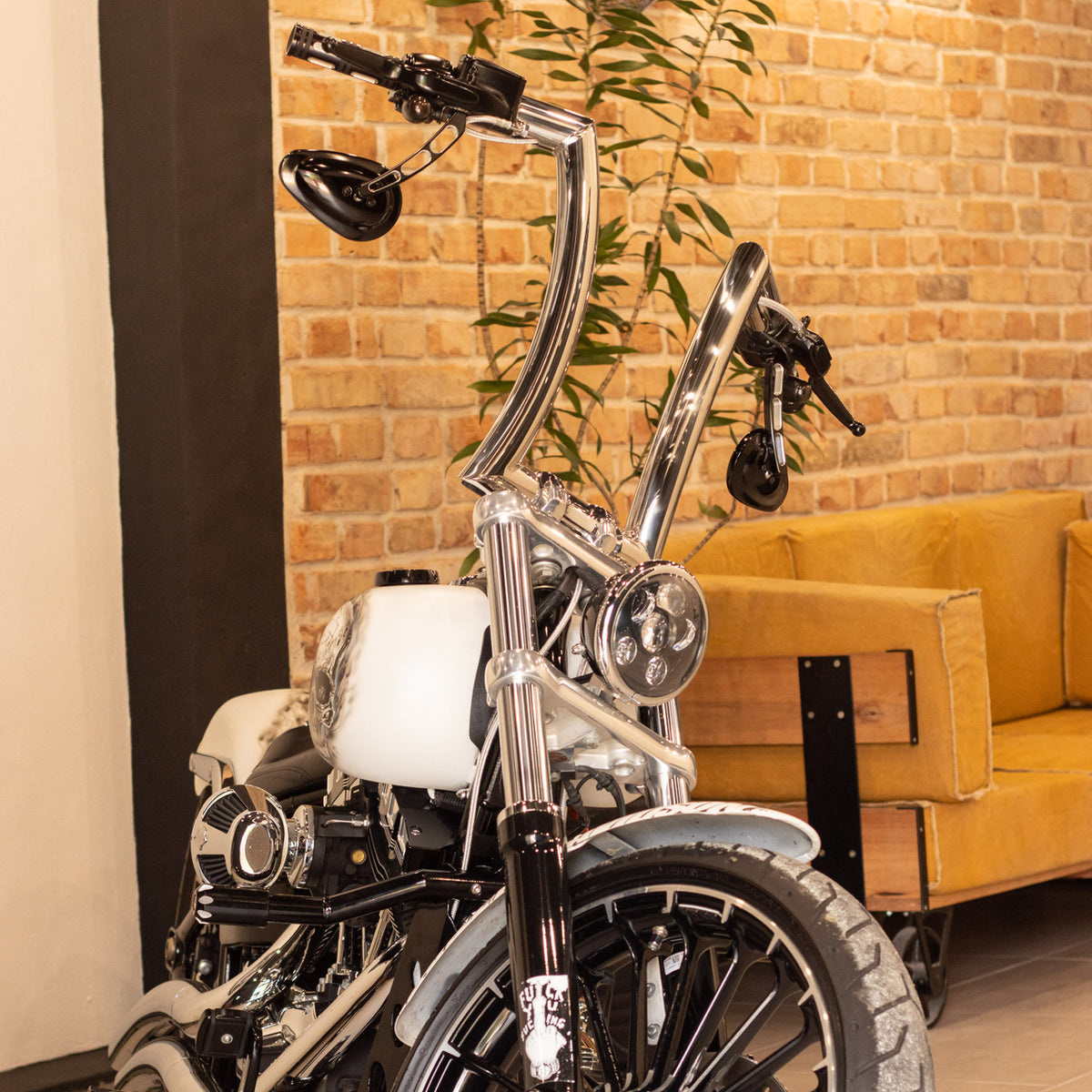 Wings Custom Front King Rhino 2" Handlebars - Softail Deluxe 05-20 - Polished Stainless Steel