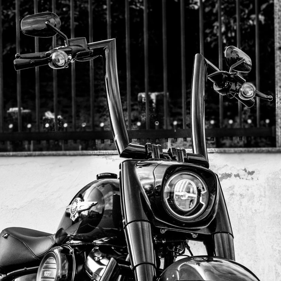 Wings Custom King Curve Rhino 2" Handlebars - Fat Boy 00-26 - Gloss Black / Matte Black