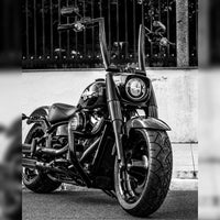Wings Custom King Curve Rhino 2" Handlebars - Fat Boy 00-26 - Gloss Black / Matte Black