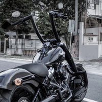 Wings Custom King Curve Rhino 2" Handlebars - Fat Boy 00-26 - Gloss Black / Matte Black