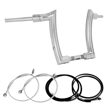 Wings Custom Mad Dogger Curve Rhino 2" Handlebar Kit with Cables & Wiring - Road King 14-20 (Hydraulic Clutch) - Polished Stainless Steel