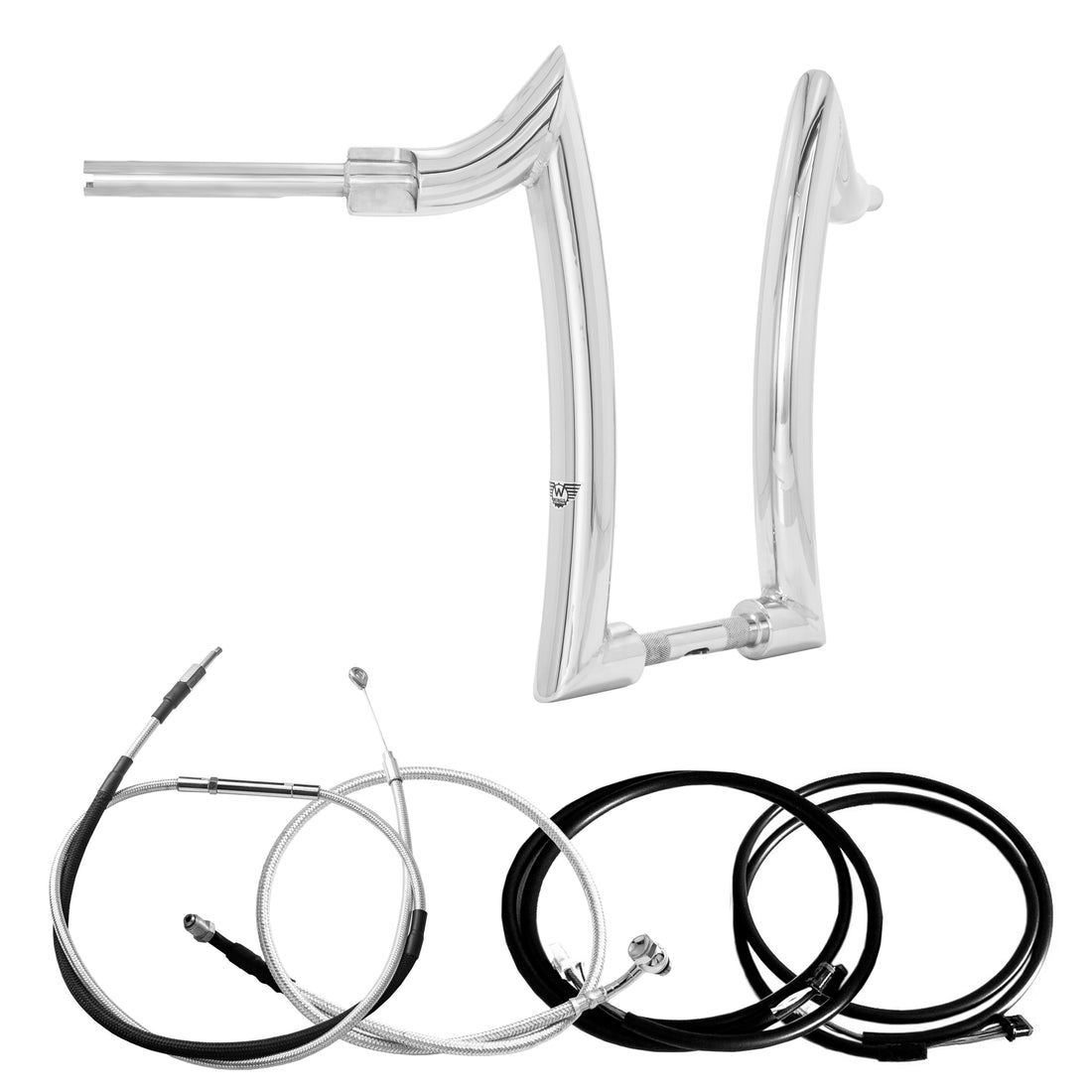 Wings Custom Diablo Rhino 2" Handlebar Kit with Cables & Wiring - Softail 16-26 (E-Throttle) - Polished Stainless Steel