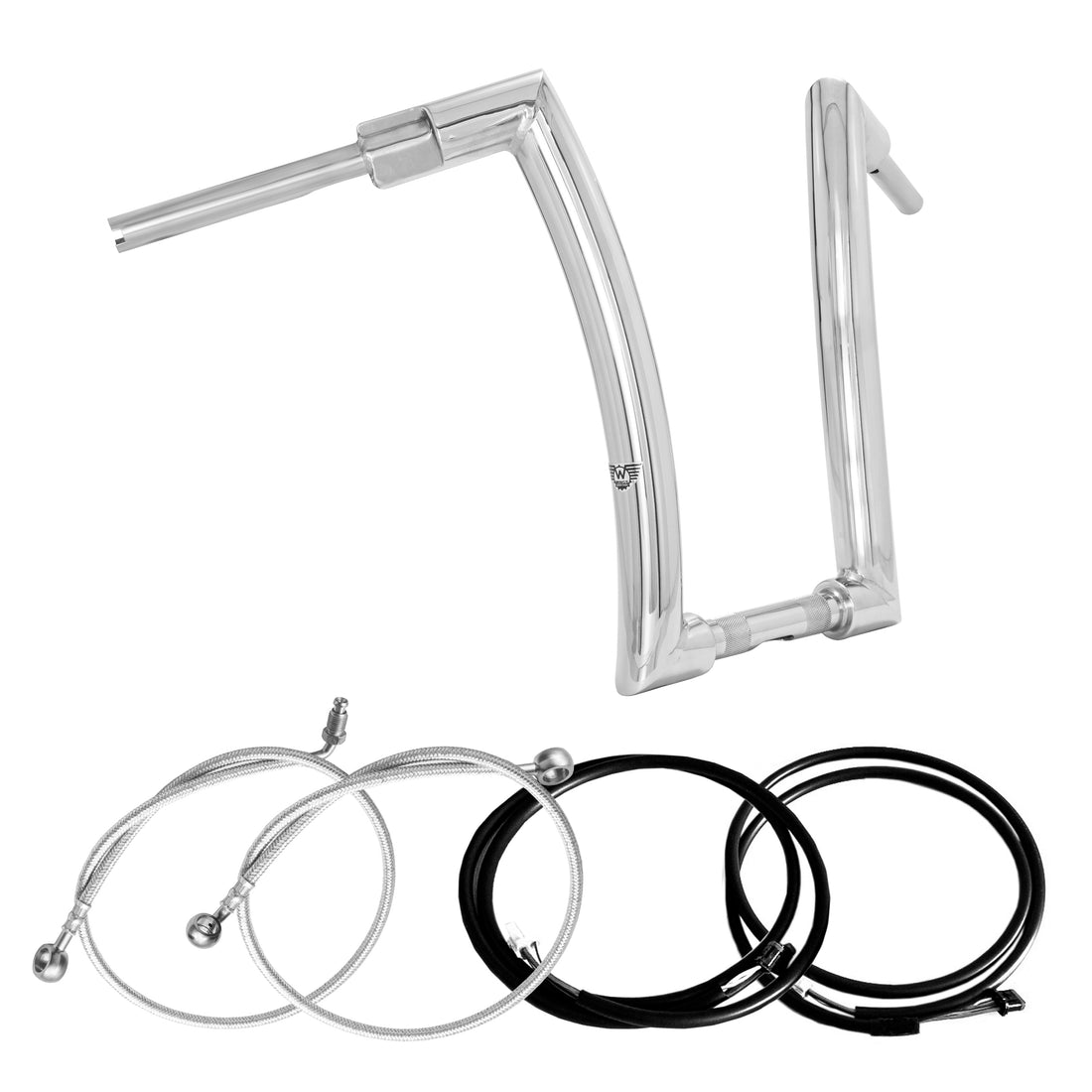 Wings Custom Front King Rhino 2" Handlebar Kit with Cables & Wiring - Road Glide 15-20 (Hydraulic Clutch) - Polished Stainless Steel