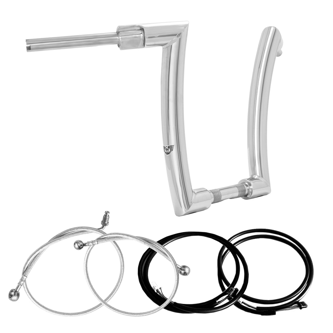 Wings Custom King Curve Rhino 2" Handlebar Kit with Cables & Wiring - Road King 14-20 (Hydraulic Clutch) - Polished Stainless Steel