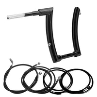 Wings Custom King Curve Rhino 2" Handlebar Kit with Cables & Wiring - Road Glide 15-20 (Hydraulic Clutch) - Gloss Black / Matte Black