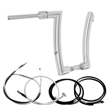 Wings Custom King Curve Rhino 2" Handlebar Kit with Cables & Wiring - Softail 16-26 (E-Throttle) - Polished Stainless Steel