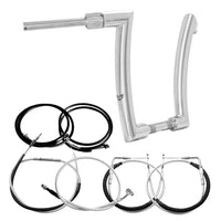 Wings Custom King Curve Rhino 2" Handlebar Kit with Cables & Wiring - Fat Boy 11-15 (Cable Throttle) - Polished Stainless Steel