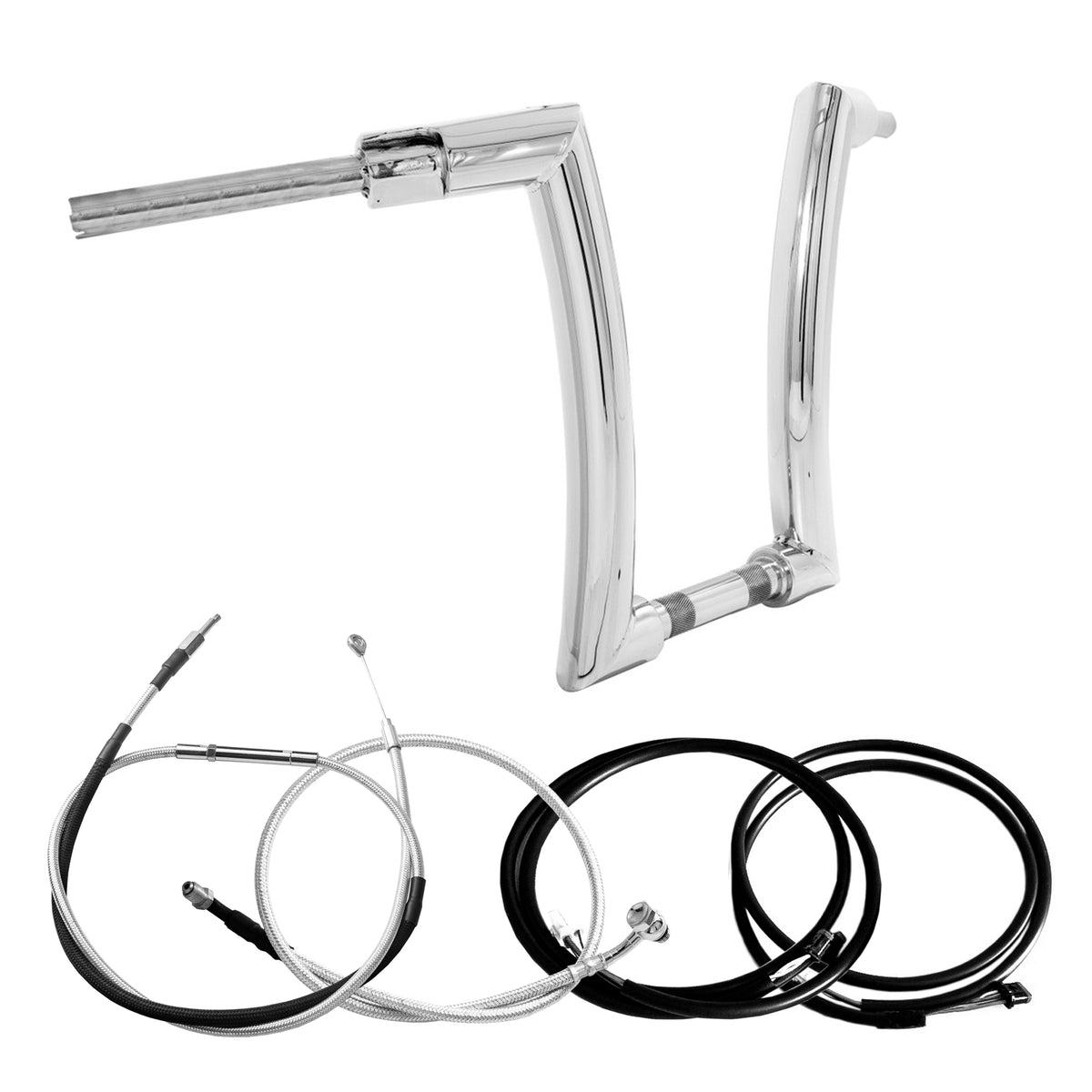 Wings Custom King Rhino 2" Handlebar Kit with Cables & Wiring - Road King 14-16 & 21-25 (Cable Clutch) - Polished Stainless Steel