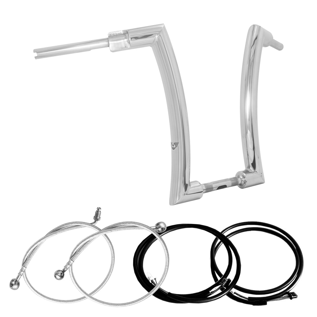 Wings Custom King Rhino 2" Handlebar Kit with Cables & Wiring - Road King 14-20 (Hydraulic Clutch) - Polished Stainless Steel
