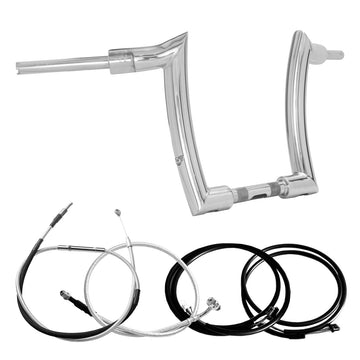 Wings Custom Mad Dogger Curve Rhino 2" Handlebar Kit with Cables & Wiring - Heritage 16-26 (E-Throttle) - Polished Stainless Steel