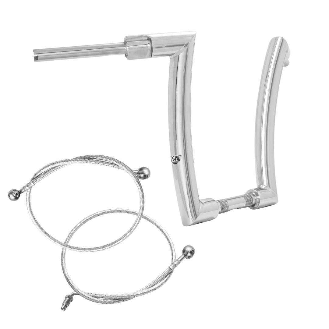 Wings Custom King Curve Rhino 2" Handlebar Kit with Cables - Road Glide 15-20 (Hydraulic Clutch) - Polished Stainless Steel