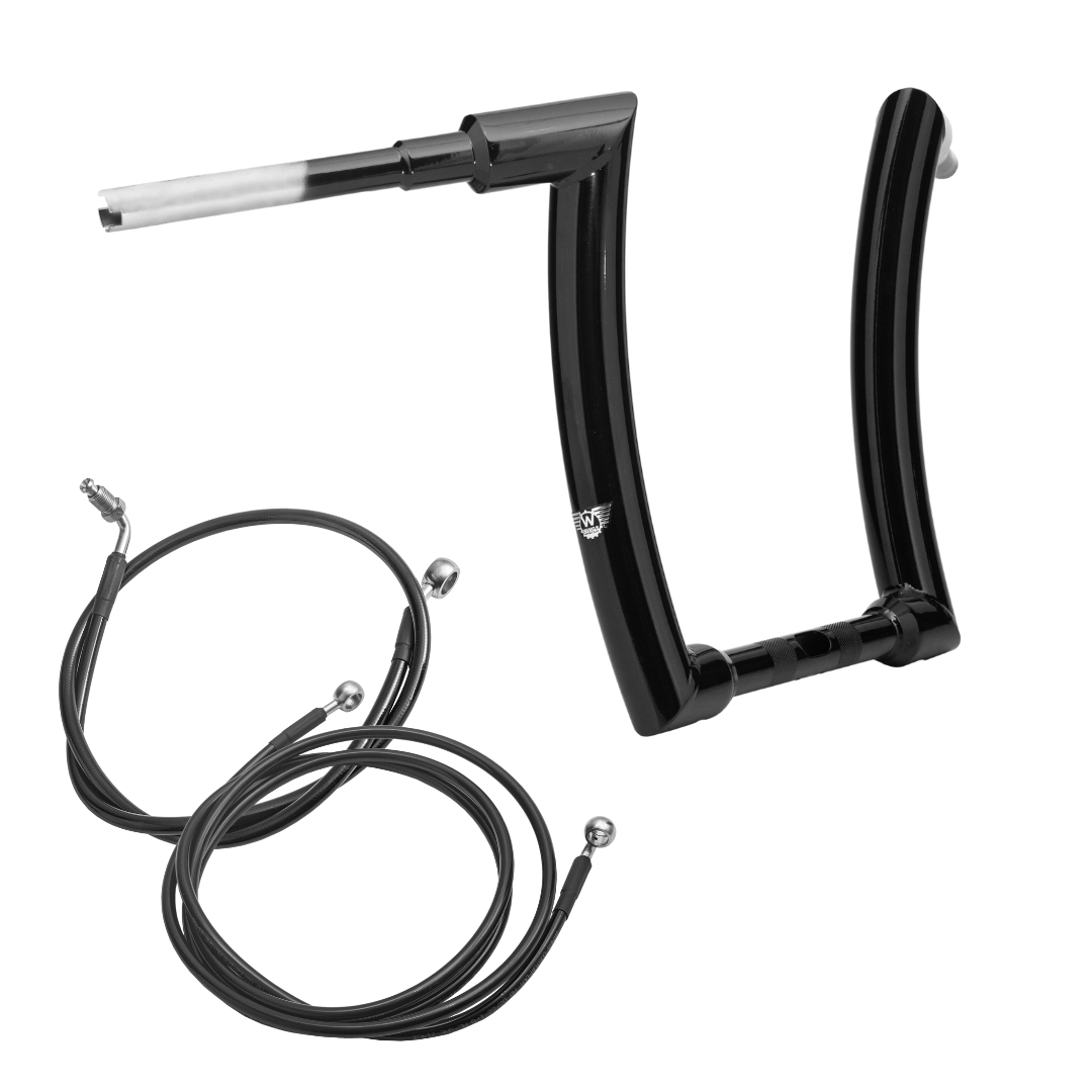 Wings Custom King Curve Rhino 2" Handlebar Kit with Cables - Road Glide 15-20 (Hydraulic Clutch) - Gloss Black / Matte Black
