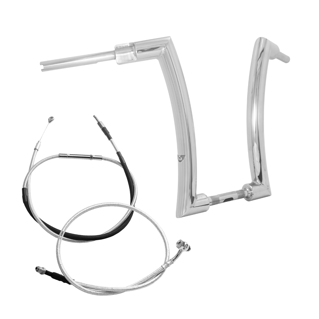 Wings Custom King Rhino 2" Handlebar Kit with Cables - Road King 14-16 & 21-24 (Cable Clutch) - Polished Stainless Steel