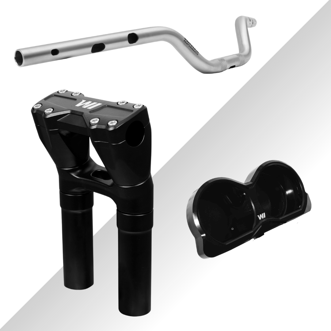 Wings Custom Flat Bar Slim 1" Handlebar, Hawk Grip Riser & Twin Hawk Speedometer Relocator Kit - Road Glide 18-24